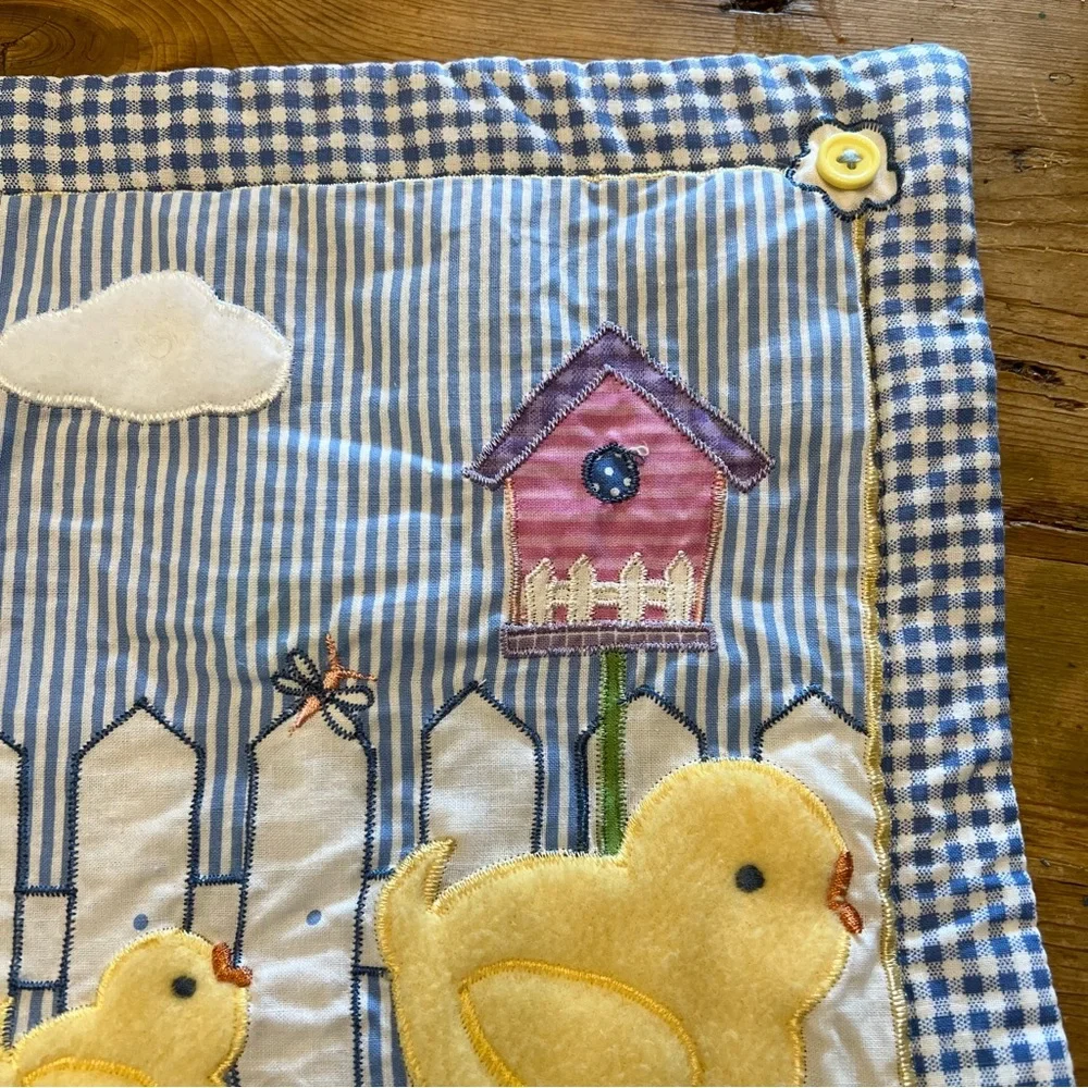 Placemats Blossoms & Blooms Springtime Easter  Appliquéd Blue Gingham Chicks